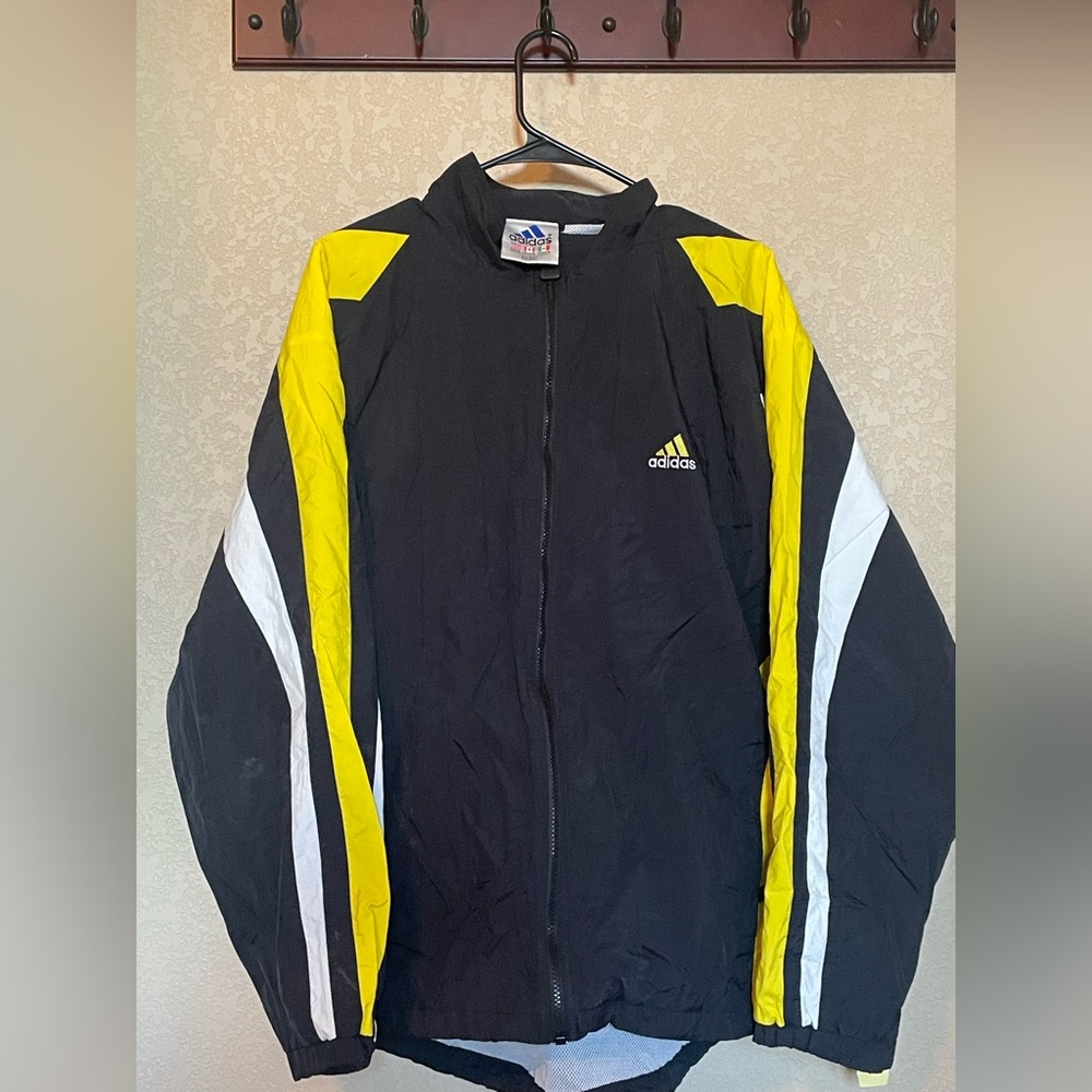 90s adidas windbreaker jacket adjustable waist